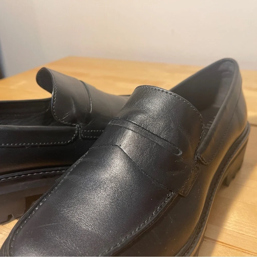 Everlane The Lug Loafer Black Leather Lug Sole Shoes Women's 8.5